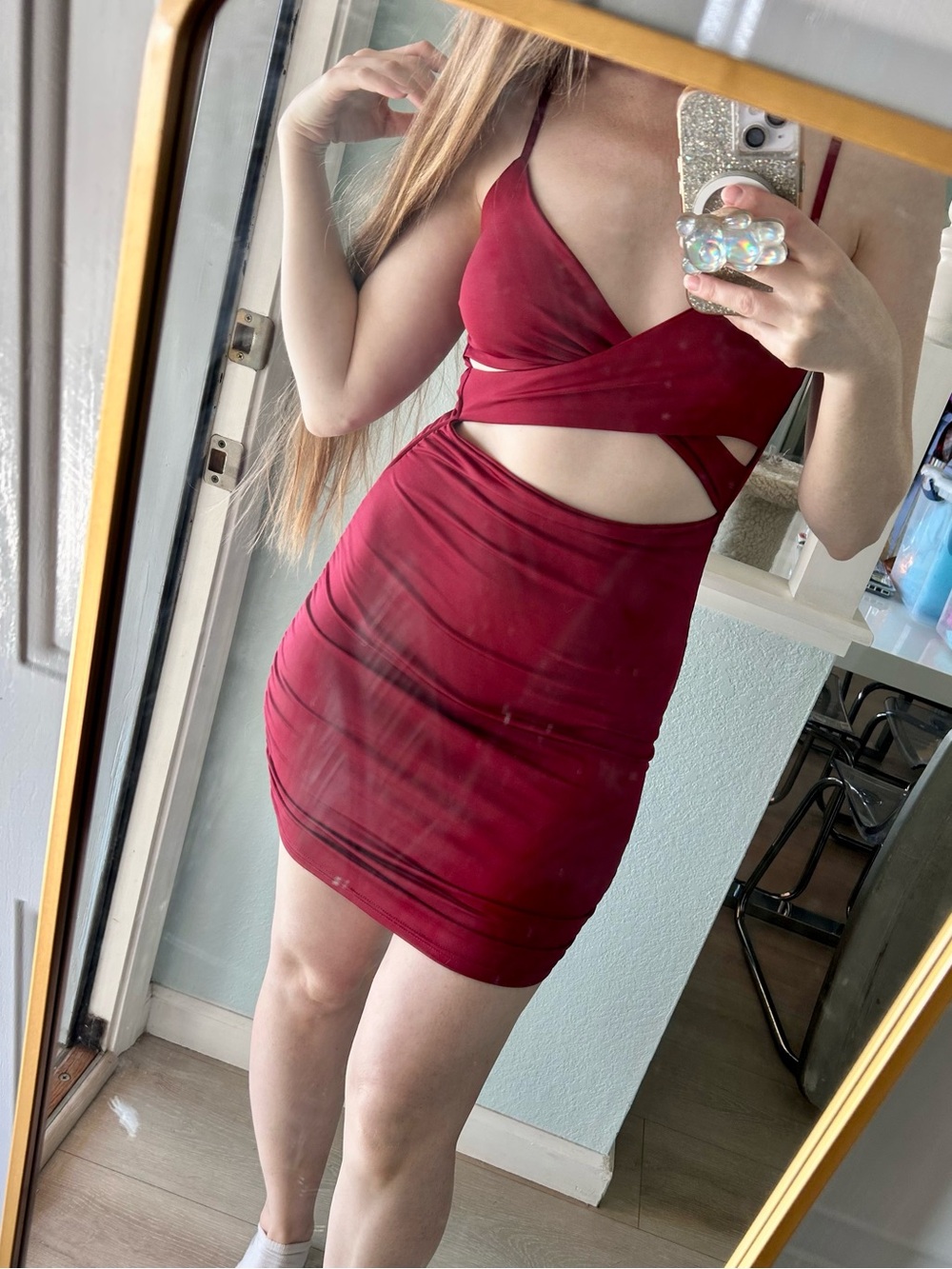 Women’s Burgundy Cutout Bodycon Dress